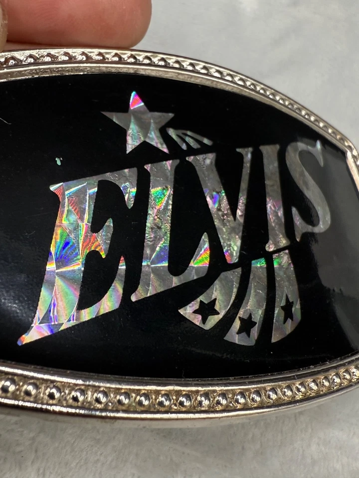 Vintage Elvis Belt Buckle Holographic Dad Gift  - Image 3 of 4