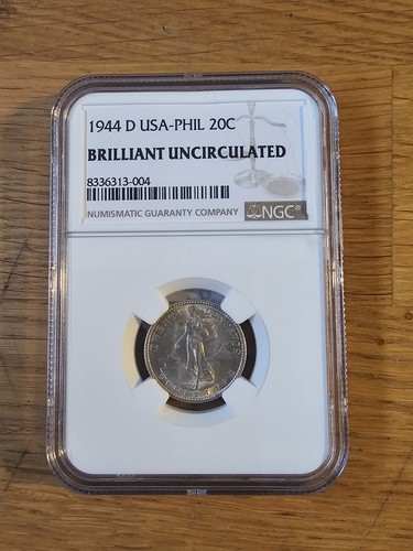 Set 1945-D NGC MS 65 Philippines 20 Centavos WWII USA Set Of 2 #3 and 4 - Picture 3 of 7