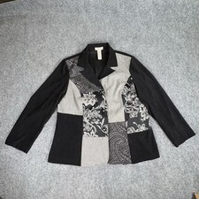 Vintage Y2K Notations Patchwork Blazer 1X Bla...