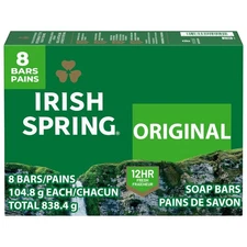 Irish Spring Original Deodorant Bar Soap for Men, 3.7 oz Bar (8 Pack)