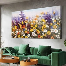 Ardemy Flowers Wall Art Canvas 48L" x 24W", Yellow Daisy Flower 