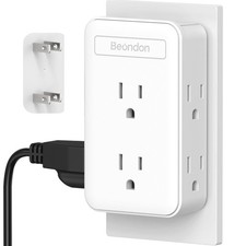 2 Prong to 3 Prong Outlet Adapter, Multi Plug Wall Outlet with 6 AC Outlets, ...