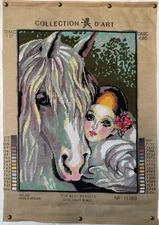 Completed Collection D'Art Tapestry 11189 Big Eye Flapper & Horse 34cm x 46cm
