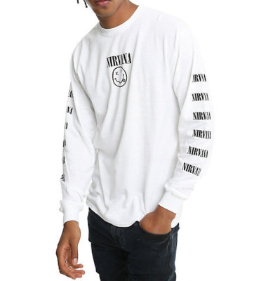 Nirvana SMILEY LOGO REPEAT Long Sleeve T-Shirt NWT 100% Authentic & Official