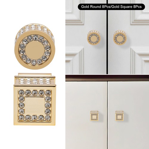 8* Modern Gold Cabinet Knob Shiny Cabinet Knob Round Furniture Handles - Picture 3 of 18