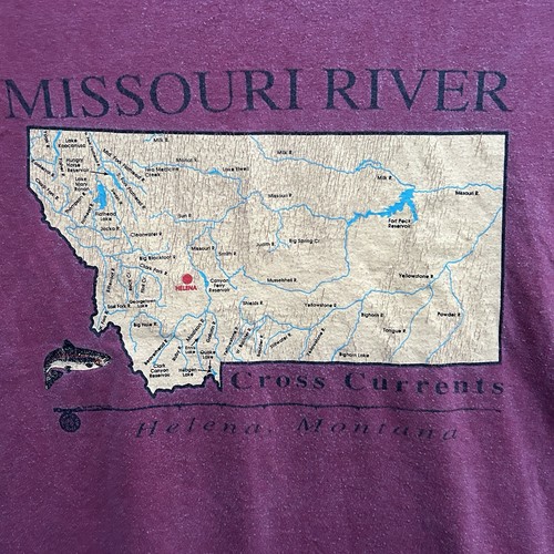 Vintage Graphic T-shirt Men’s 2xl Red Missouri River Graphic Faded Crosscurrents - Afbeelding 7 van 8
