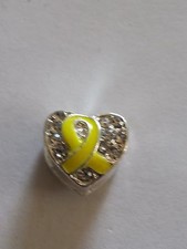 New European Charm Silver Yellow Bling Breast Cancer.! buy 5 get 1 free