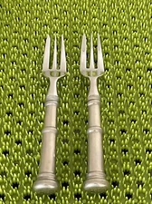 Kirk Stieff OLD ANNAPOLIS PEWTER Hollow Handle 2 Salad Forks Flatware E48VG