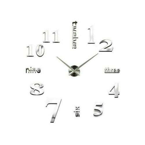 3D Mirror Surface Large Wall Clock Modern DIY Sticker Home Decor Art Design Big - Picture 25 of 39