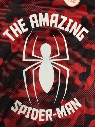 The Amazing Spider-Man Dry Active Fabric Red/Black Camo Boy's T-Shirt - Picture 2 of 2