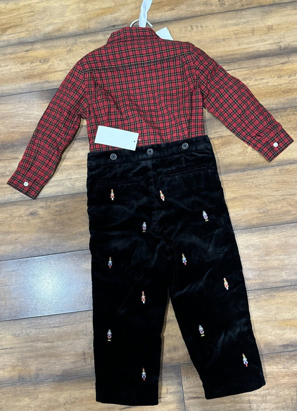 Ralph Lauren Boys Plaid Shirt & Nutcracker Embroidered Velvet Pants Set 12M $250 image 5
