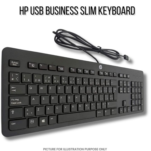 HP Slim Keyboard KBAR211 UK QWERTY Layout Wired USB Desktop PC Computer Laptop - 第 1/6 張圖片