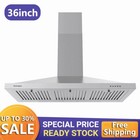 36in Wall Mount Range Hood 450CFM Stainless Steel Kitchen Vent 3-Speed Fan w/LED