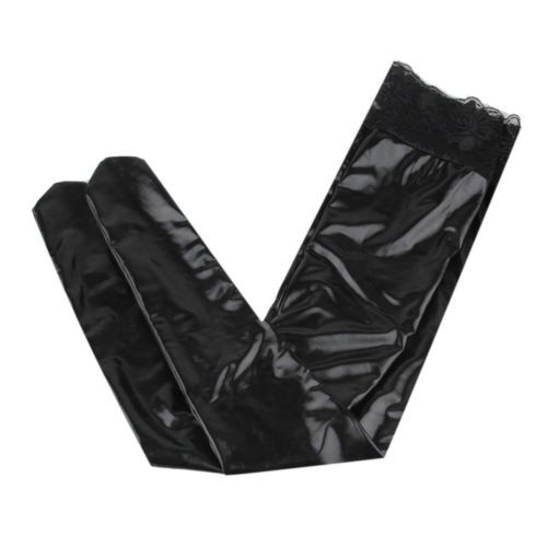 Lackleder Set - Lange Handschuhe & Overknees Strümpfe Für Cosplay & Parties