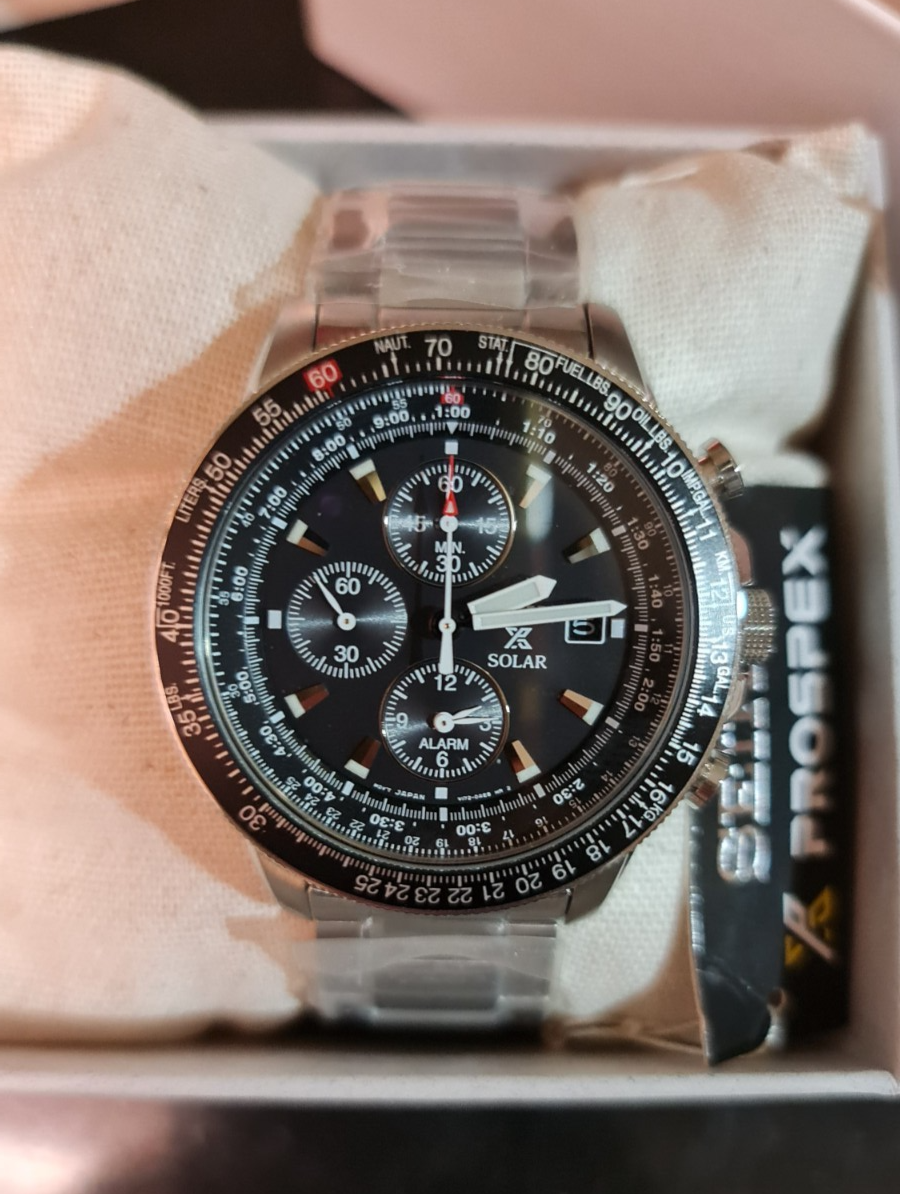 SEIKO ProspeX SSC009P1 Solar Chronograph FlightMaster Steel Watch