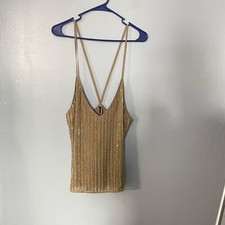W118 Walter baker Women's sequin gold tank top S