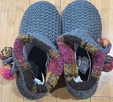cuddl duds Fleece Lined Ankle Bootie Slippers W/form Insole Gray Size M