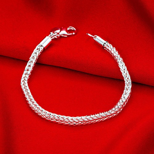 8" 925 Sterling Silver 4mm Franco Cuban Link Chain Mens Womens Bracelet #BR296 - Picture 3 of 4