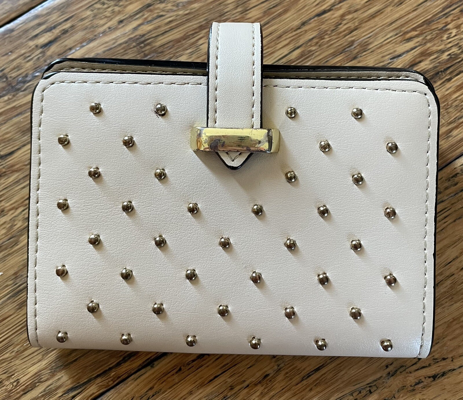 Gold stud wallet with secure clasp for cards and cash-image