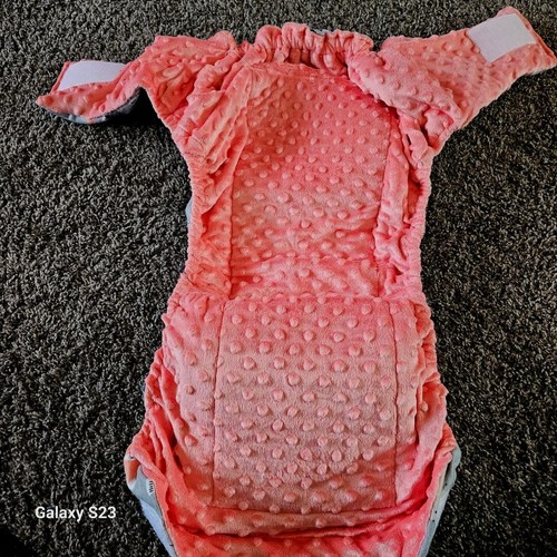 Adult Cloth Diaper Woodland Print, Coral Dimple Dot Minky Lining - Picture 4 of 5