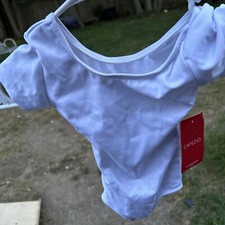 New w/tag Capezio White Short Sleeve Dance Leotard Size T/CH  TB132C