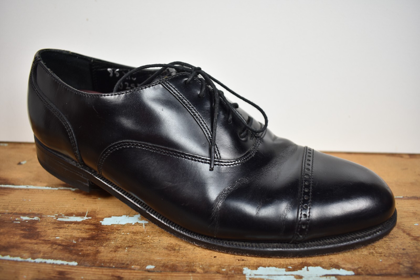 SAOLA Balmoral Florsheim punta a cappuccio in pelle nera tinta unita taglia: 9D