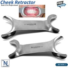 2PCS Dental Stainless Steel Mouth Opener Metal Cheek Lip Retractor Double-Head