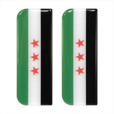 2x 108x39mm Syrien Syrisch 3 Sterne Flagge Nummernschild Gel gewölbt Aufkleber Abzeichen