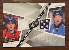 2008-09 UD SPx ALEX OVECHKIN ILYA KOVALCHUK WINNING COMBOS DUAL GAME USED #WC-OK