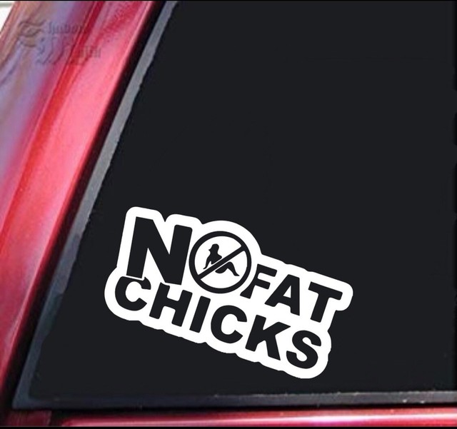 Two (2) BLACK No Fat Chicks Car Will Scrape Car