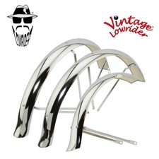 Vintage Lowrider 24" Flared Ducktail Standard Trike Hollow Hub Chrome Fender Set