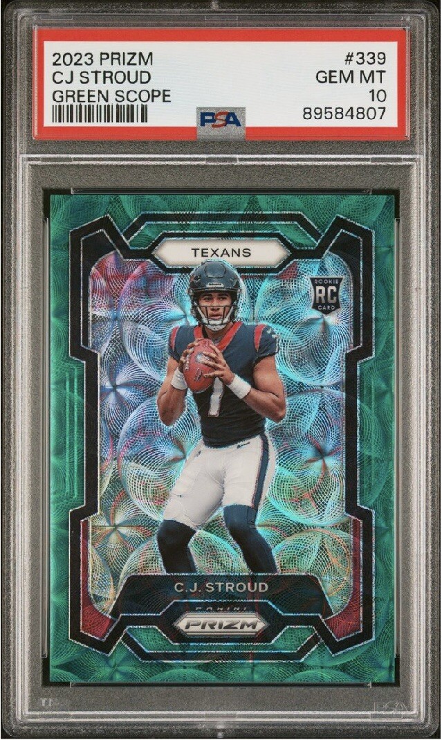 2023 Panini Prizm CJ STROUD #339 Green Scope /75 PSA 10 RC SP TEXANS Pop 32💥