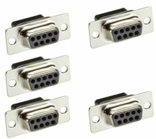 5 Pcs DB9 D-SUB 9-Pin Female Crimp Pin Type RS232 Connector Assembly Cup Socket