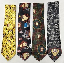 Lot of 4 Vintage 90  S Looney Tunes Tasmanian Devil TAZ Neck Ties
