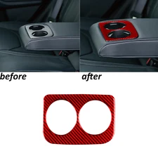 Red Carbon Fiber Rear Water Cup Holder Trim For Impreza XV Crosstrek 2012-2017