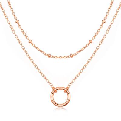 Rose Gold Plated Double Layered Circle Necklace