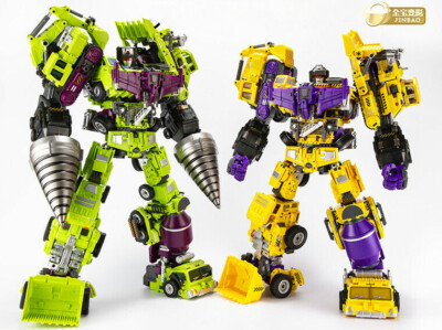 JINBAO Oversized Devastator 6pcs Full Set Green/Yellow Figure