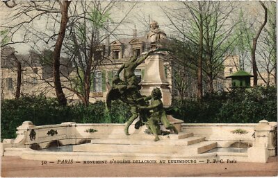 Old postcard Paris Monument to Eugene Delacroix in Luxembourg (1240745)