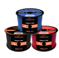 18 Gauge Car Audio Primary Wire 500ft 3 Rolls Remote, Power/Ground Electrical