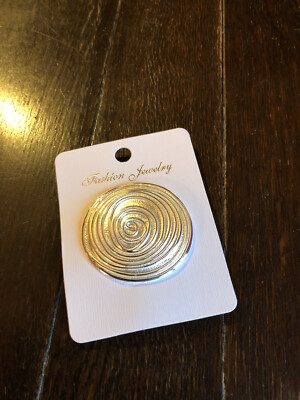 Brosche Silber Metall Damenmode Schmuck ''''Reevo'''' Art Deco Stil Runde Scheibe