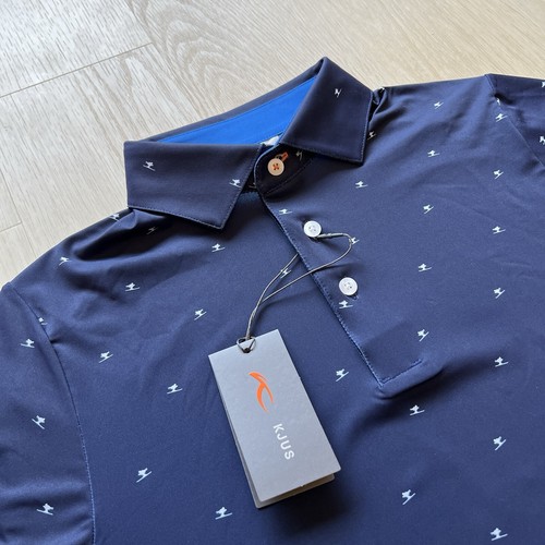KJUS Sotto Polo Golf Shirt Navy Ski All Over Print UPF Men’s M K00201 - Picture 7 of 14