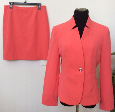 NWT Tahari Women's Tangerine Polyester Blend PC Skirt Suit Size 10P, MSRP  $280