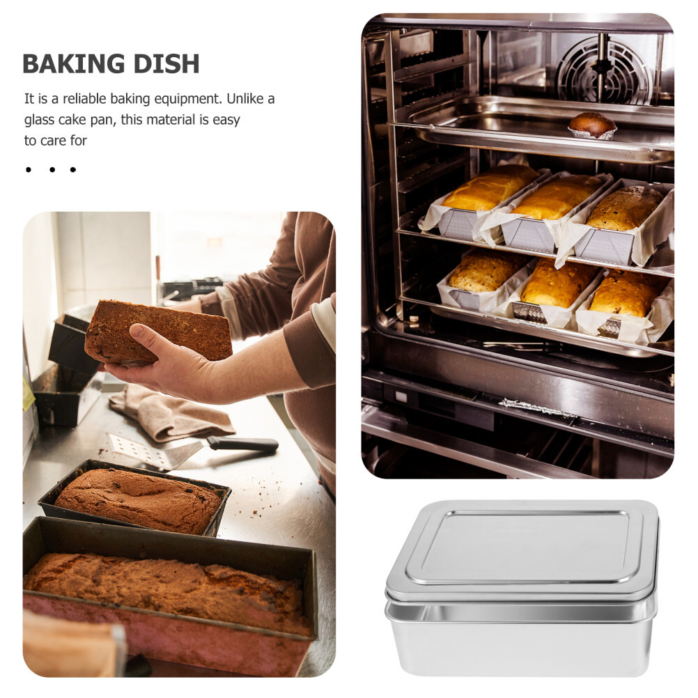 1PC Deep Oven Pan Baking Pan With Lid Oven Tray With Lid Stainless