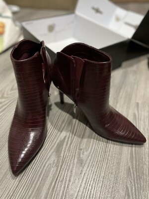 Nine West franky3 dark red textured Ankle boots 7.5 NWT