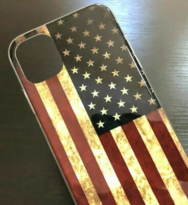 For iPhone 13 / 13 Pro /13 Max - TPU Rubber Gel Case Cover Red USA American Flag