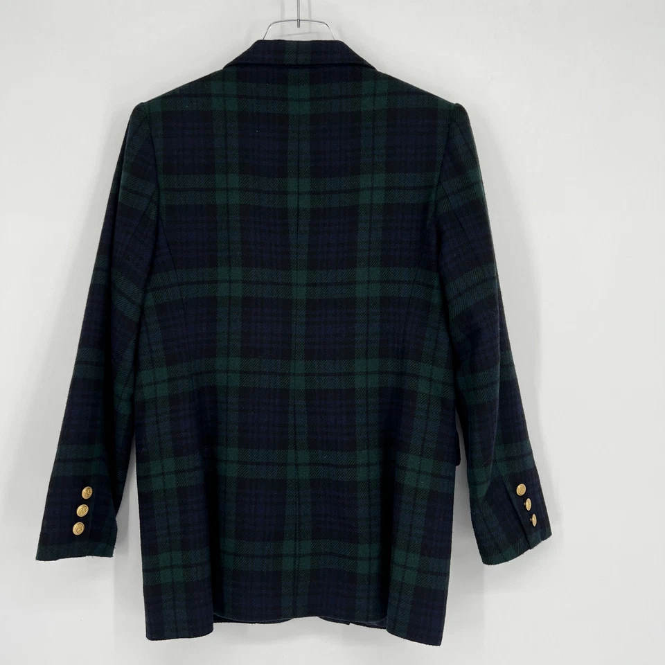 De colección J.G. Blazer Gancho Mujer 8P Lana Tartán Escocés Cresta Preppy Academia Foto 2 de 4