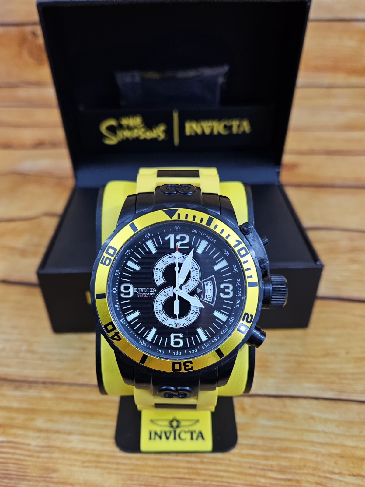 Invicta Corduba 52mm Chronograph Black Dial Date Yellow Bezel Men's Watch - 6195