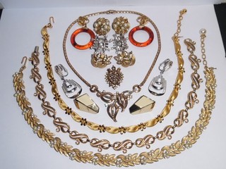 VINTAGE TRIFARI COSTUME JEWELRY LOT. ALFRED PHILIPPE. 4 NECKLACES 6 EARRING SETS