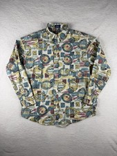 Vintage Western Mareh AOP Button Down Collared Long Sleeve Shirt Mens Large