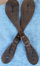 Antiqued Border Stamped Tooled Spur Straps by Jerry Dyck Prineville, Oregon